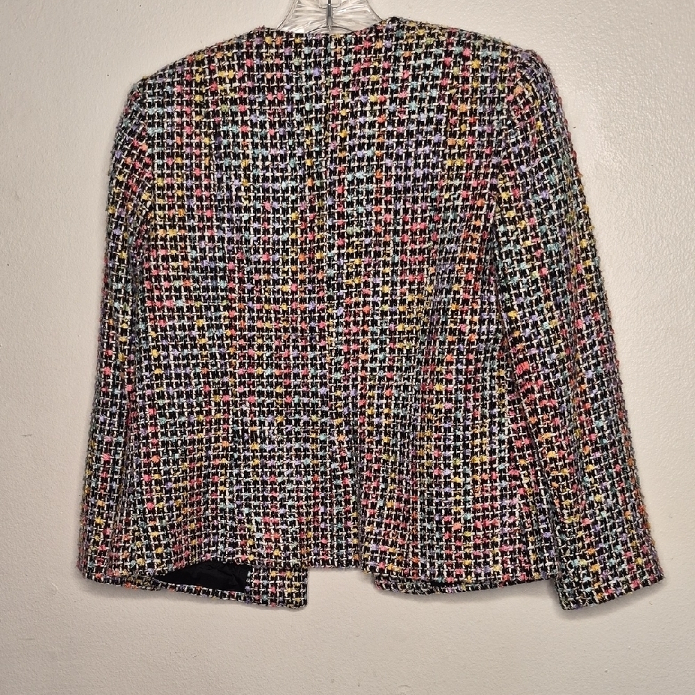 Hillard & Hanson Multicolor Tweed Open-Front Blazer - Picture 6 of 6